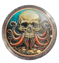 Skull Pirate Kraken Treasure 5 oz Colorized Copper Round