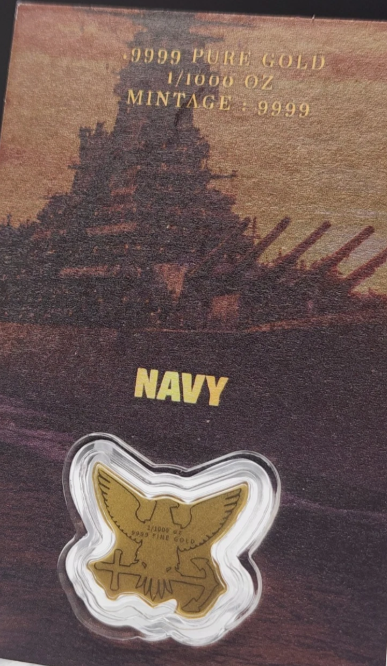 US Navy 1/1000 oz .9999 Fine Gold in Assay