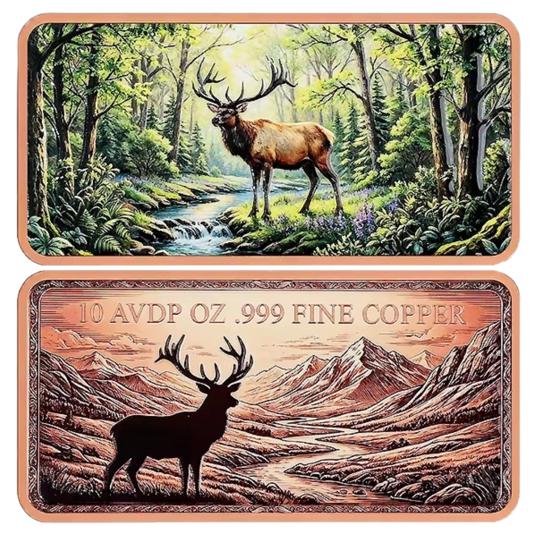 Elk Mountain 10 oz Colorized Copper Bar Design In Capsule