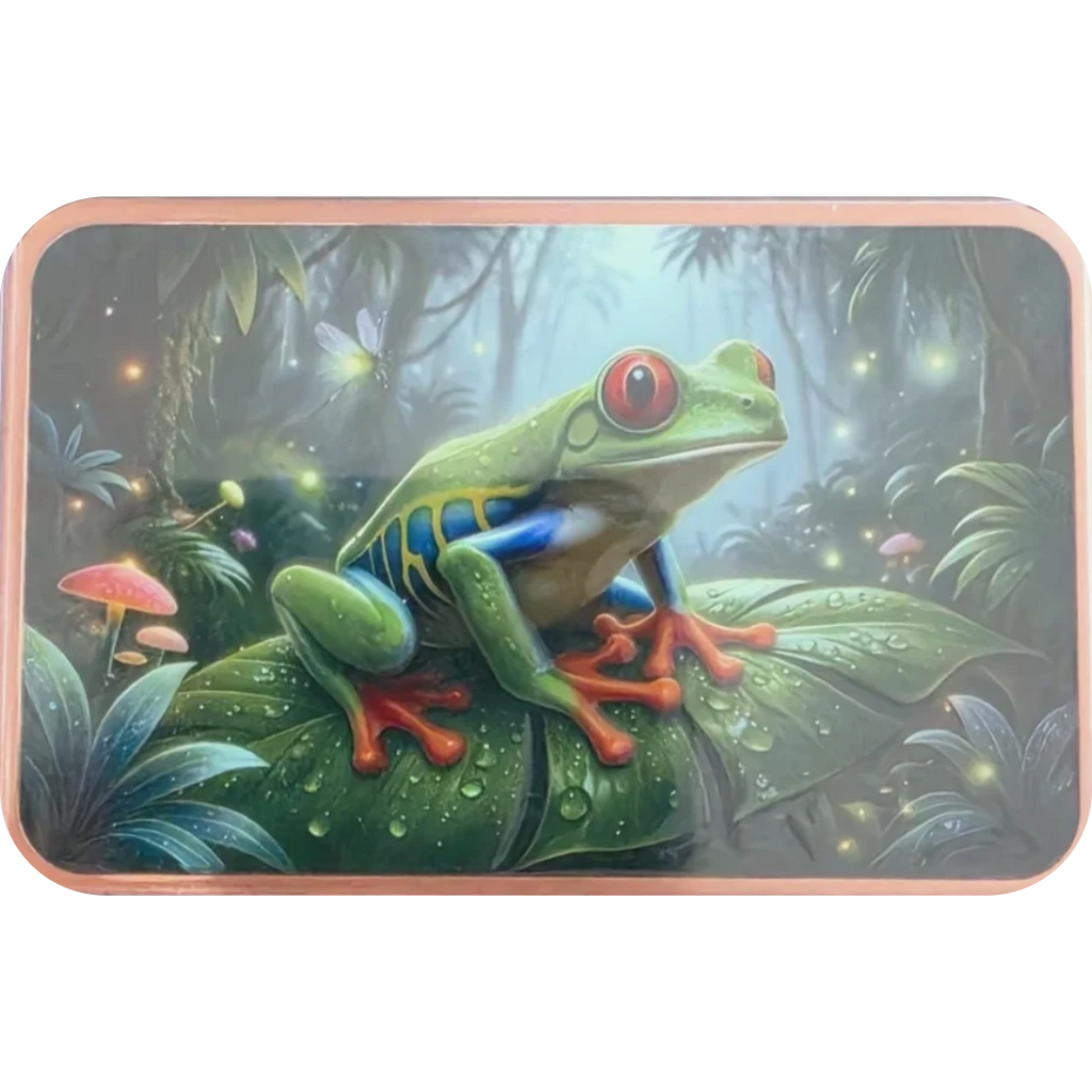 Tree Frog in the Mystical Jungle 5 oz Colorized Copper Bar