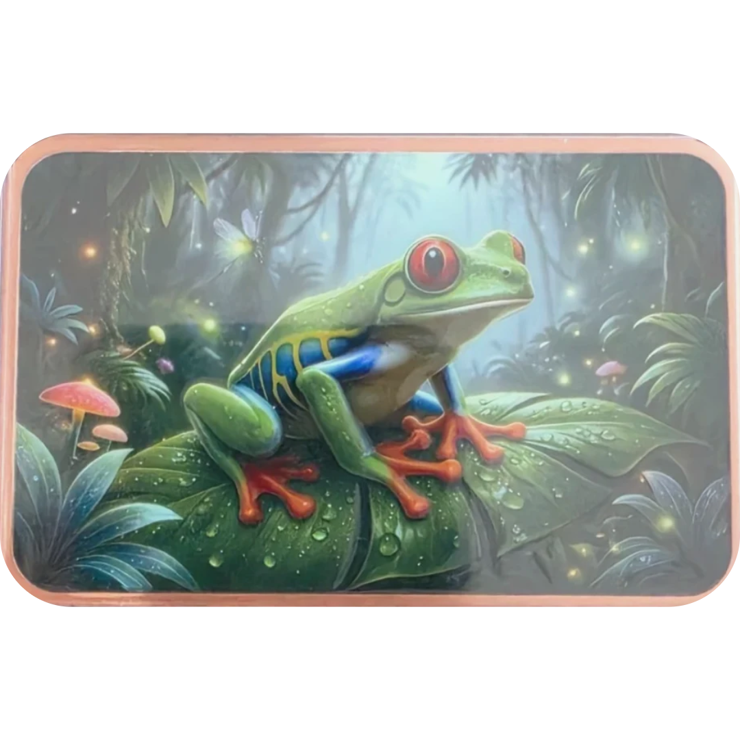 Tree Frog in the Mystical Jungle 5 oz Colorized Copper Bar