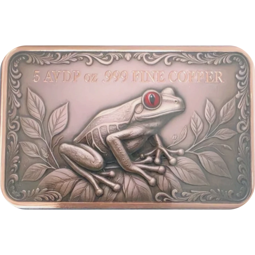 Tree Frog in the Mystical Jungle 5 oz Colorized Copper Bar