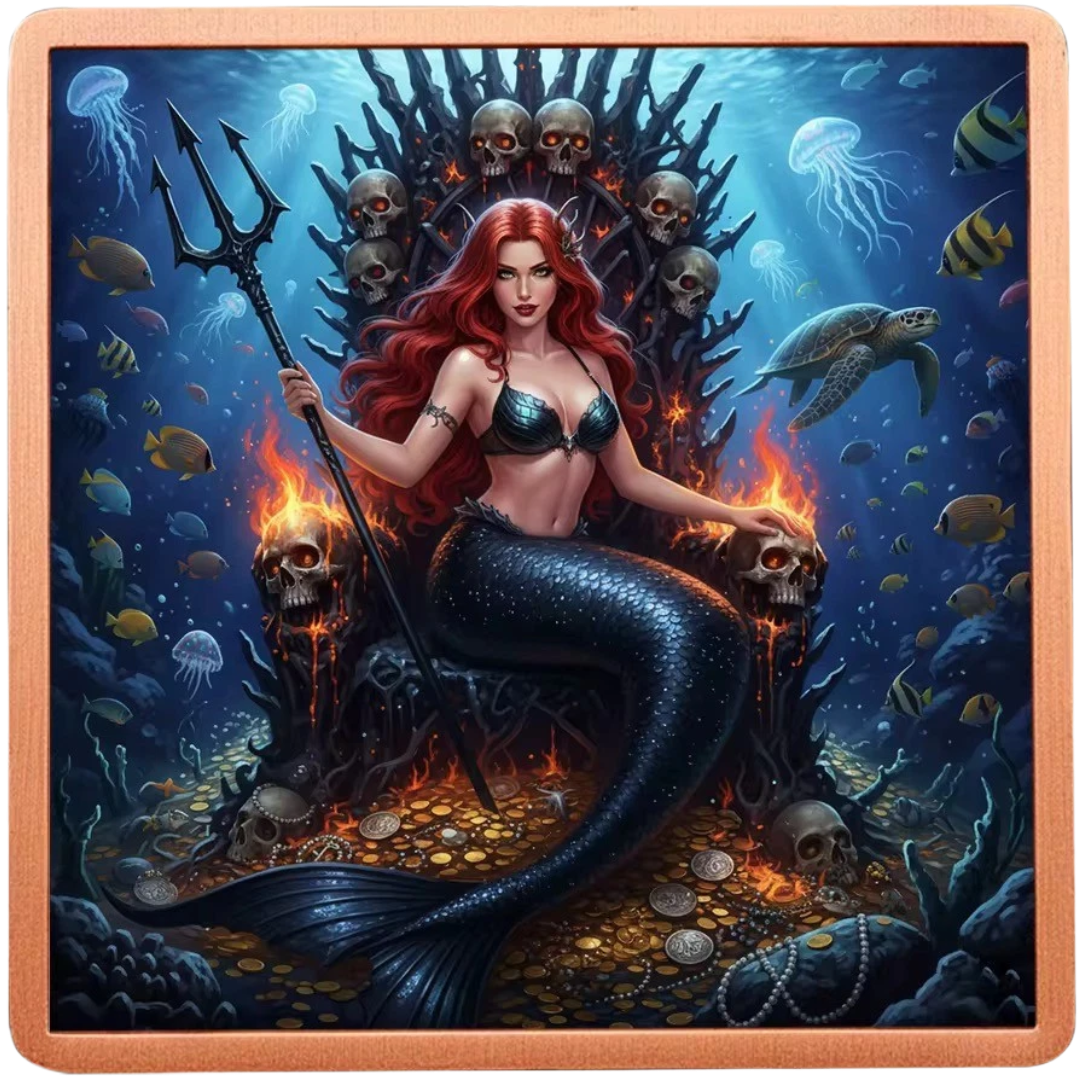 Mermaid Queen 5 oz .999 Fine Copper Square Art Bar