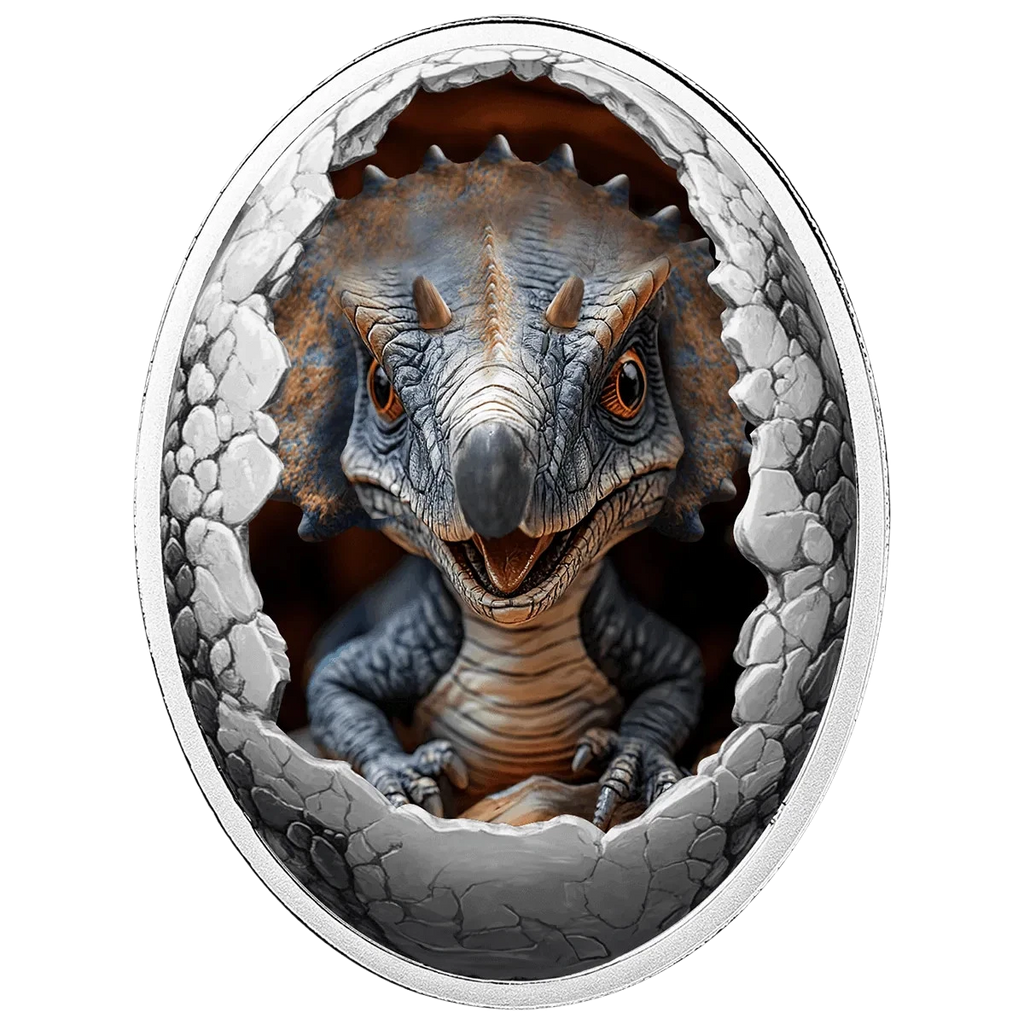 2025 Cameroon Dinosauria - Triceratops 16.81g Silver Proof Lenticular Coin