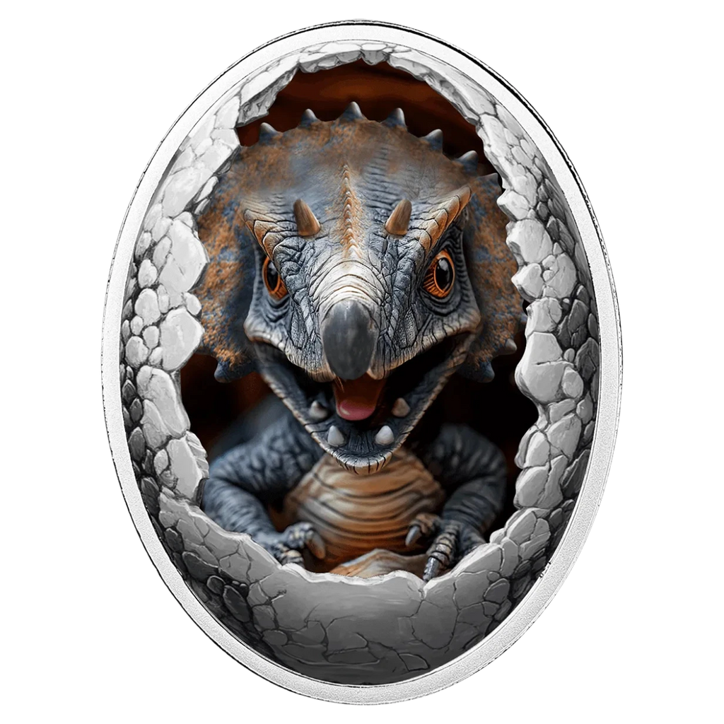 2025 Cameroon Dinosauria - Triceratops 16.81g Silver Proof Lenticular Coin