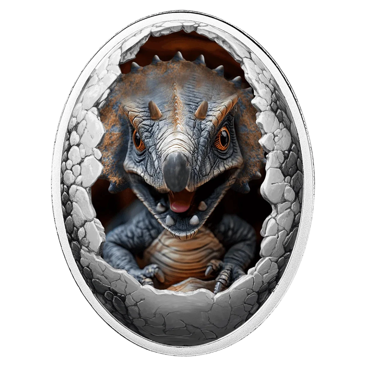 2025 Cameroon Dinosauria - Triceratops 16.81g Silver Proof Lenticular Coin
