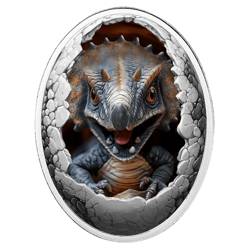 2025 Cameroon Dinosauria - Triceratops 16.81g Silver Proof Lenticular Coin