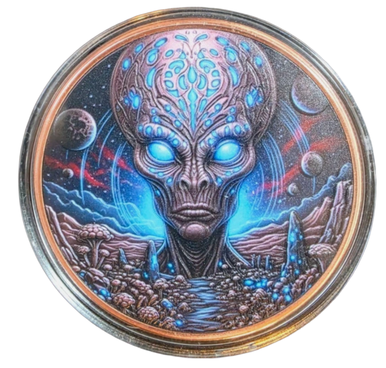 Starborn Watcher Alien 5 oz Copper  Liberia Colorized Copper Coin in Capsule