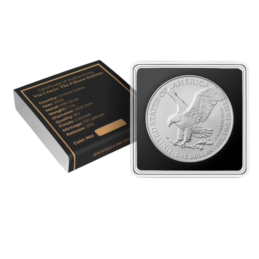 Station 3: Jesus Falls The First Time - Via Crucis: The Fifteen Stations - 1 oz .999 Fine Silver