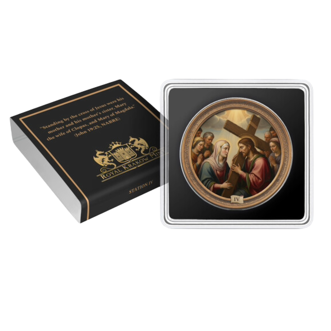 Station 4: Jesus Meets His Blessed Mother - Via Crucis: The Fifteen Stations - 1 oz .999 Fine Silver