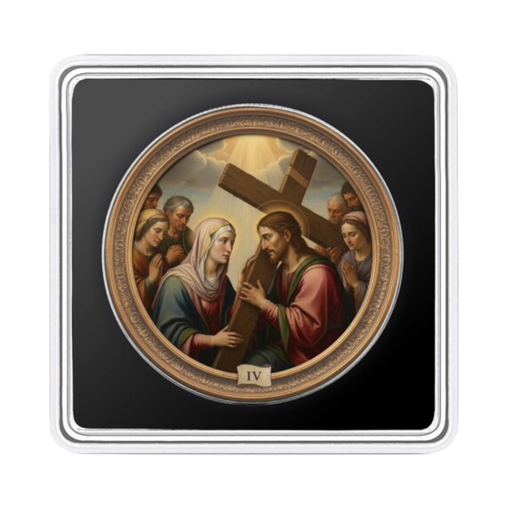 Station 4: Jesus Meets His Blessed Mother - Via Crucis: The Fifteen Stations - 1 oz .999 Fine Silver