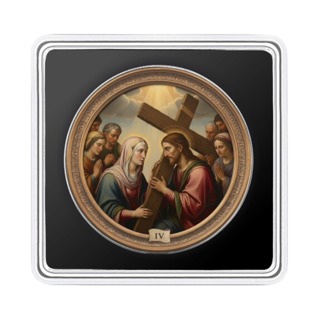 Station 4: Jesus Meets His Blessed Mother - Via Crucis: The Fifteen Stations - 1 oz .999 Fine Silver
