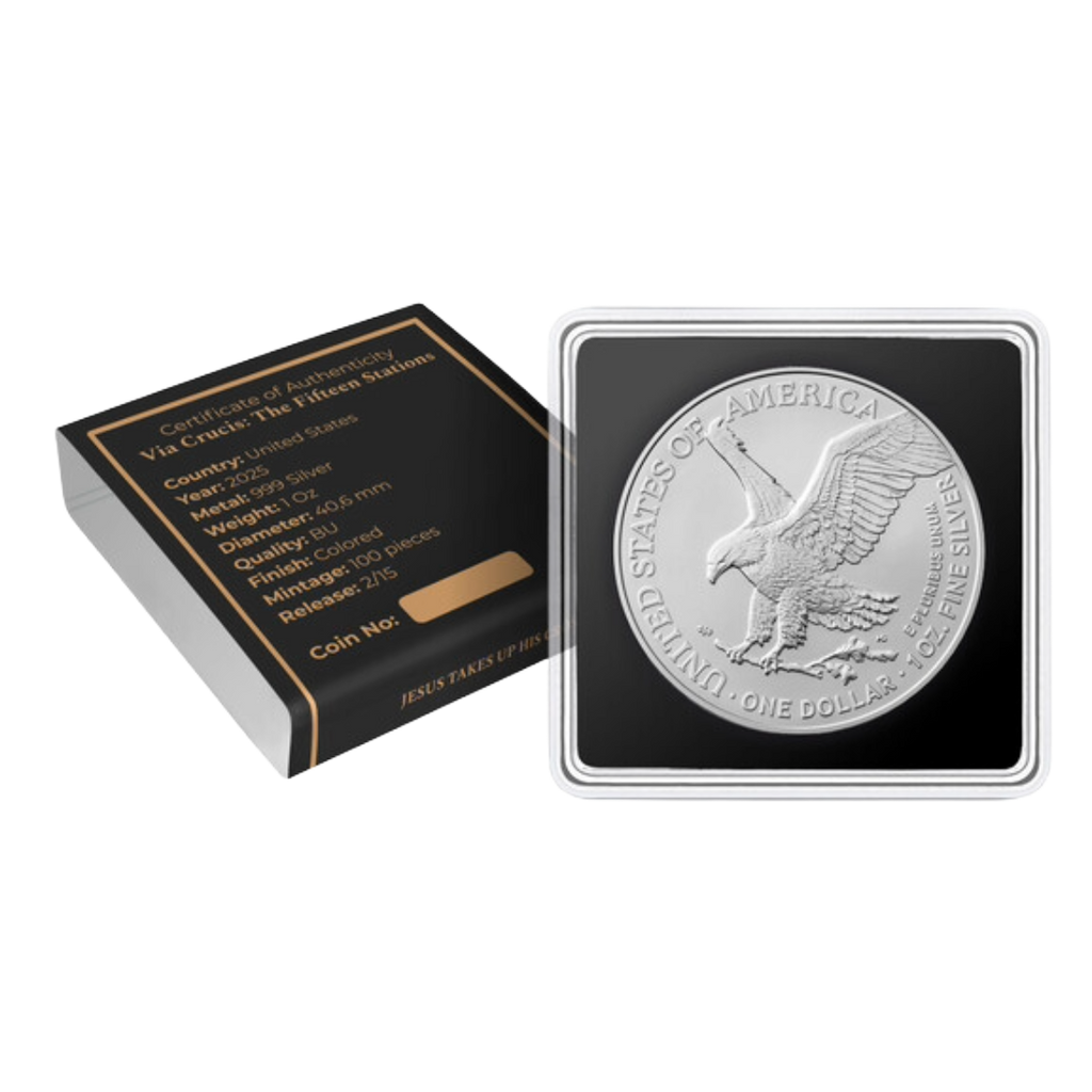 Station 2: Jesus Takes Up His Cross - Via Crucis: The Fifteen Stations - 1 oz .999 Fine Silver