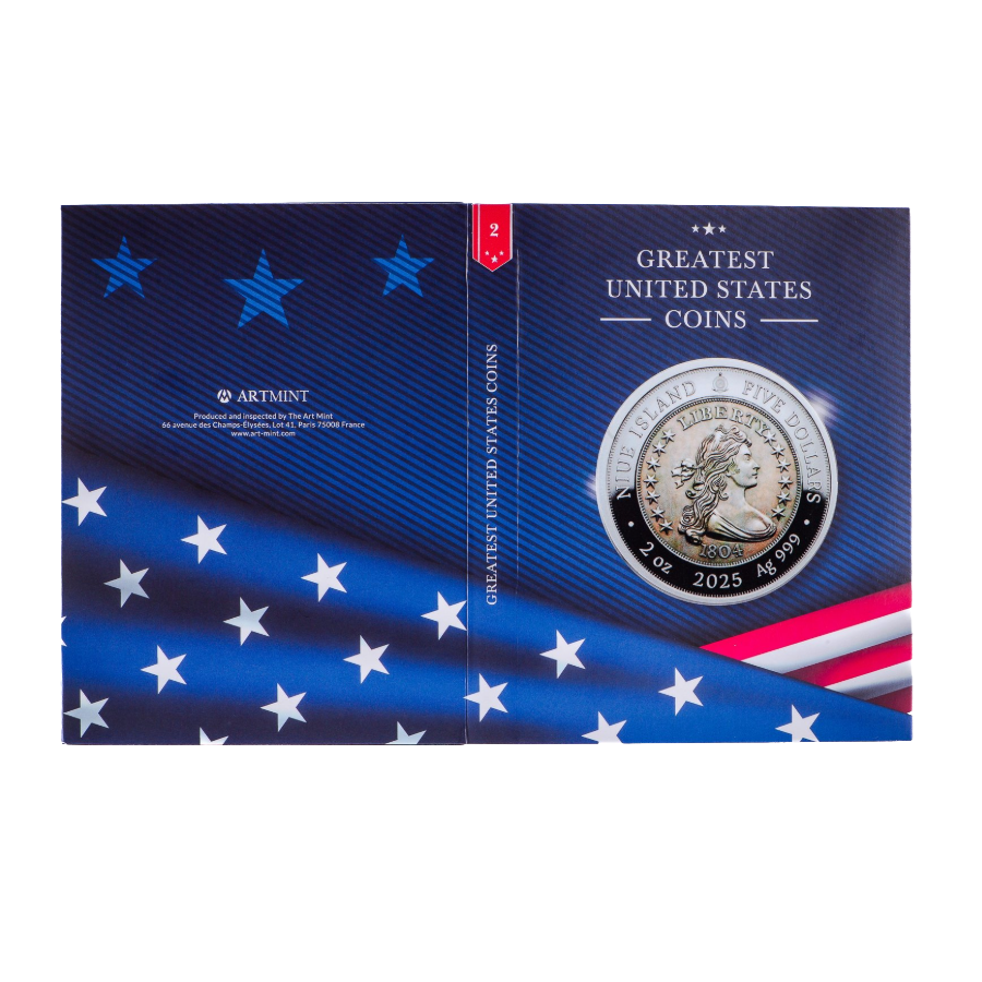 Niue $5 2025 Silver 999. 2oz AF: 1804 Draped bust GREATEST USA COINS