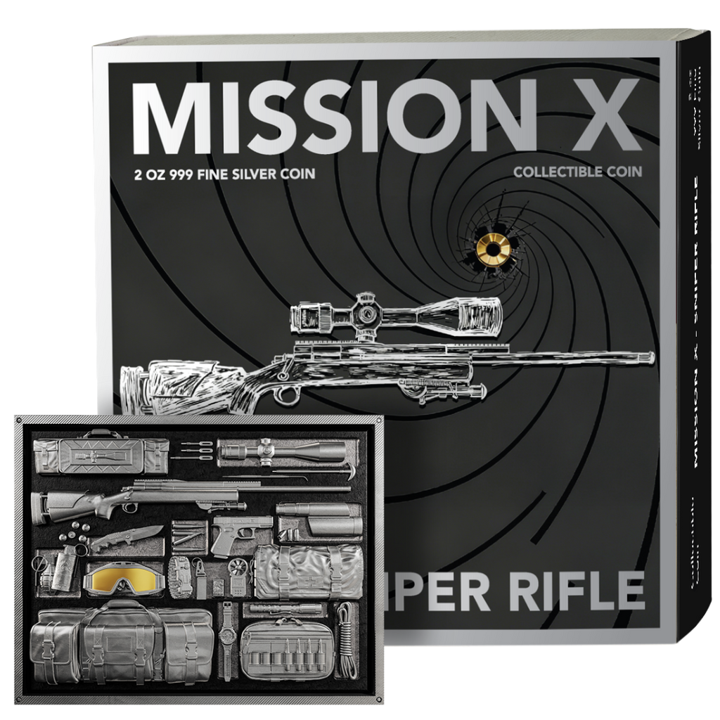 2025 Samoa Mission X – Sniper Rifle 2 oz Gilded Antiqued High Relief Silver Coin