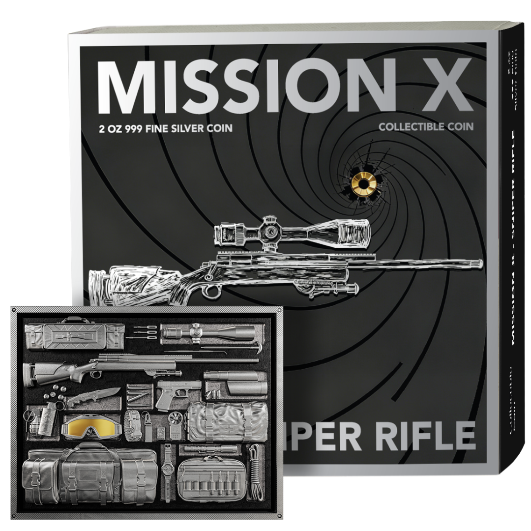 2025 Samoa Mission X – Sniper Rifle 2 oz Gilded Antiqued High Relief Silver Coin
