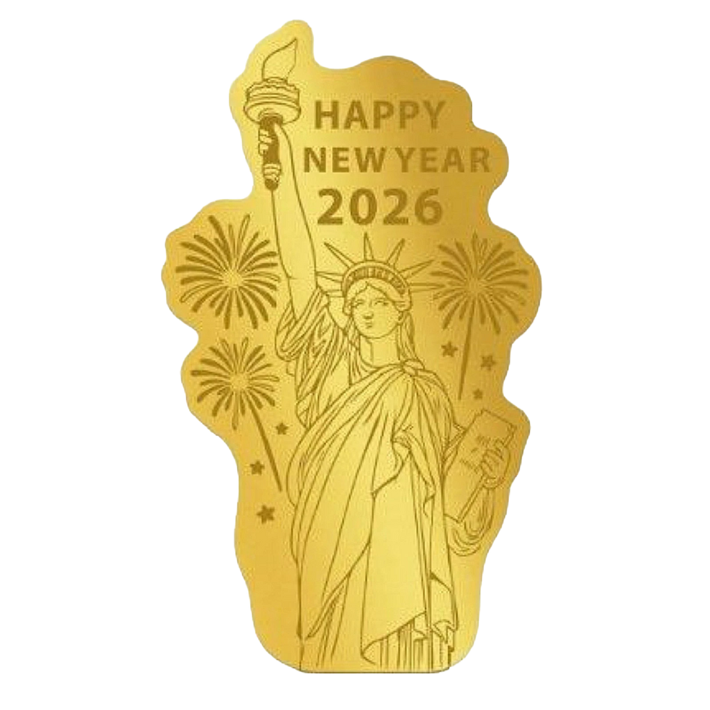 2026 USA 250 Years New Year 1/1000 oz .999 Pure Gold Shaped Coin with Certificate of Authenticity Card