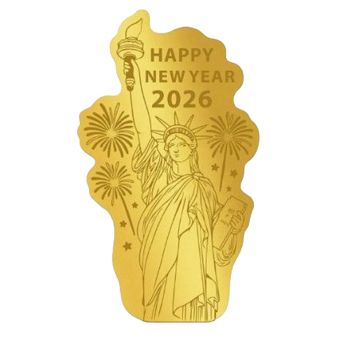 2026 USA 250 Years New Year 1/1000 oz .999 Pure Gold Shaped Coin with Certificate of Authenticity Card