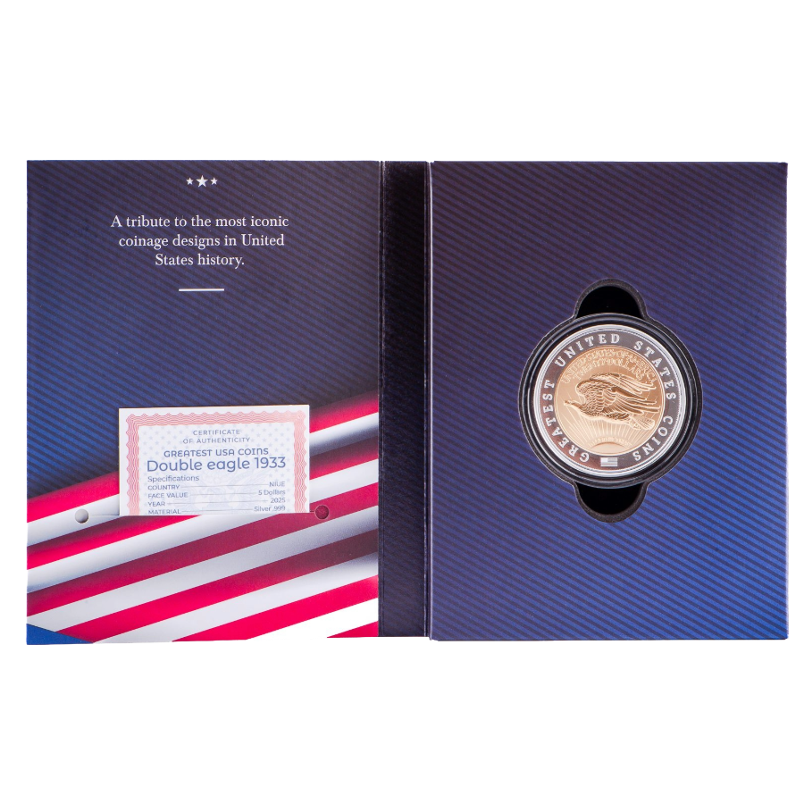 1933 DOUBLE EAGLE Greatest US Coins 2 Oz Silver Coin 5$ Niue 2025
