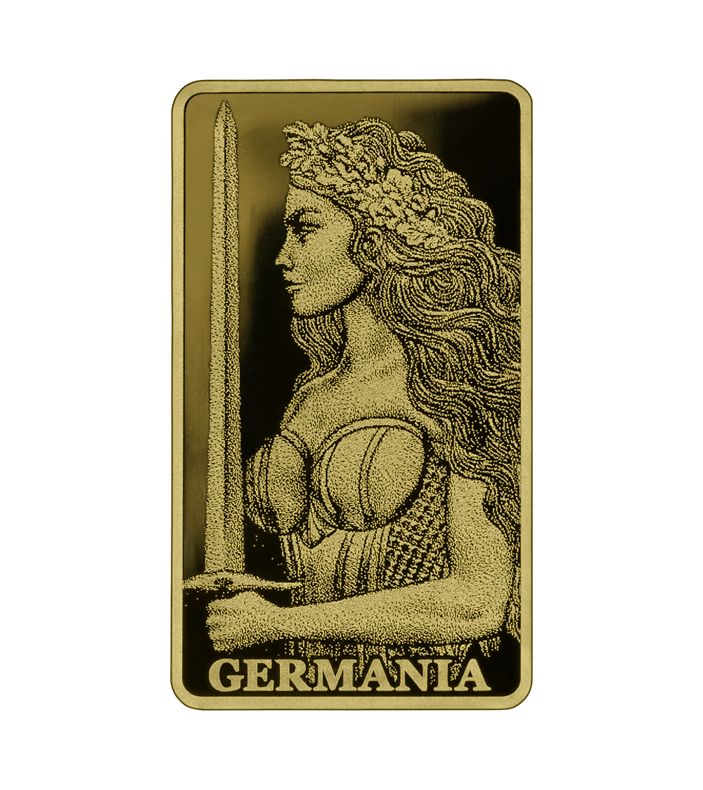 Germania Mint 1/100oz Gold Minted Proof Bar w/Safepack Assay Card