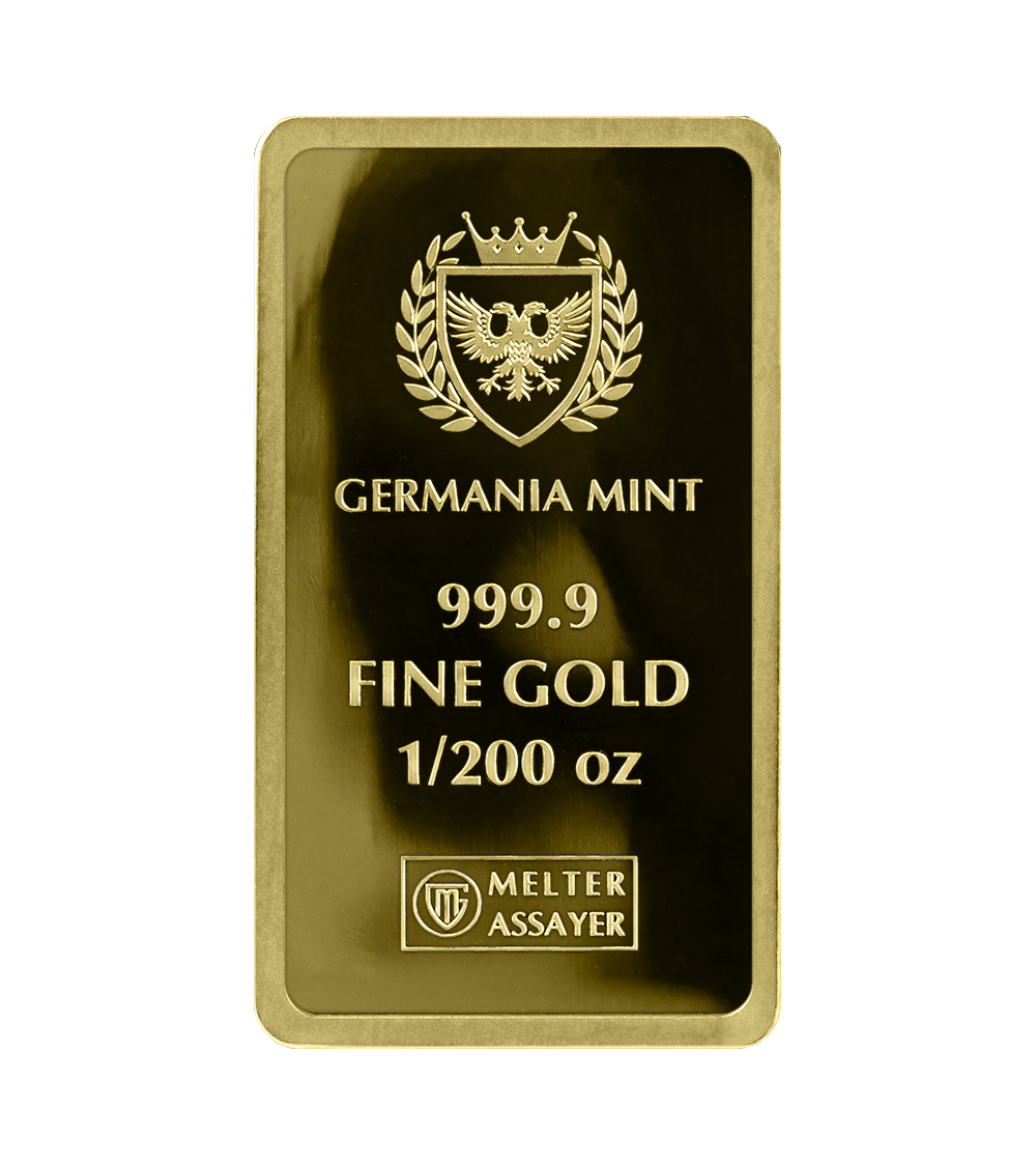 Germania Mint 1/200oz Gold Minted Proof Bar w/Safepack Assay Card