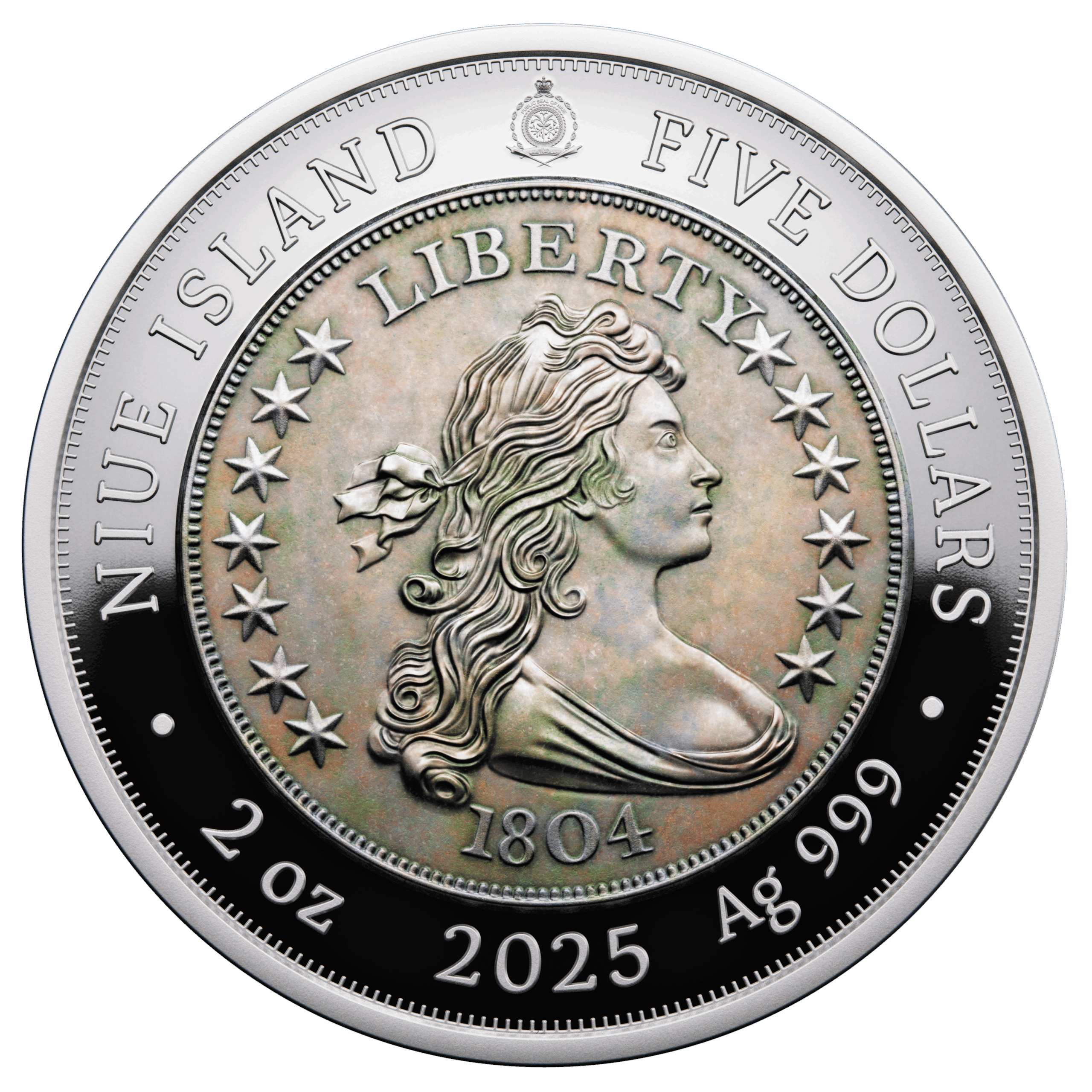 Niue $5 2025 Silver 999. 2oz AF: 1804 Draped bust GREATEST USA COINS