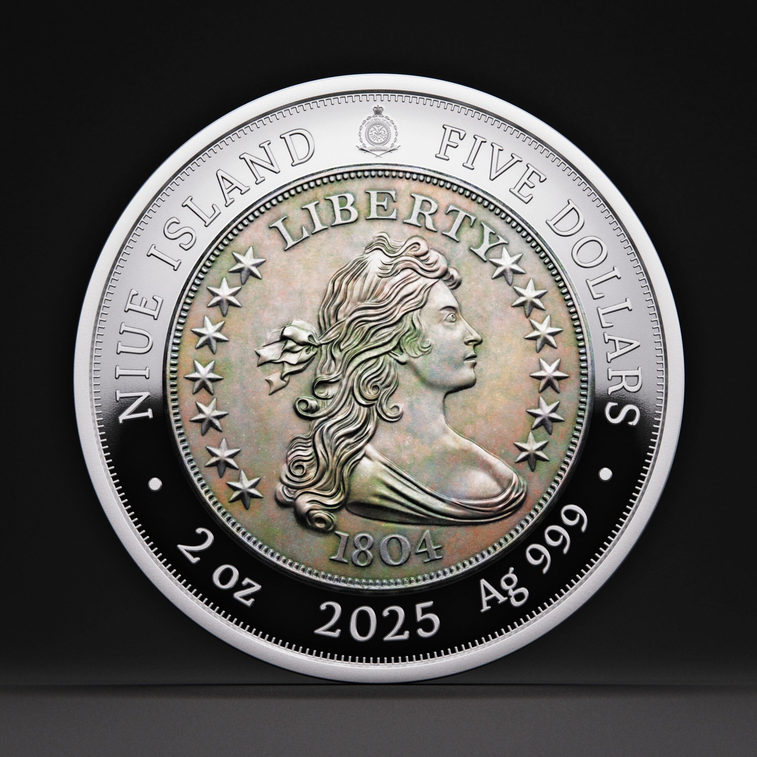 Niue $5 2025 Silver 999. 2oz AF: 1804 Draped bust GREATEST USA COINS