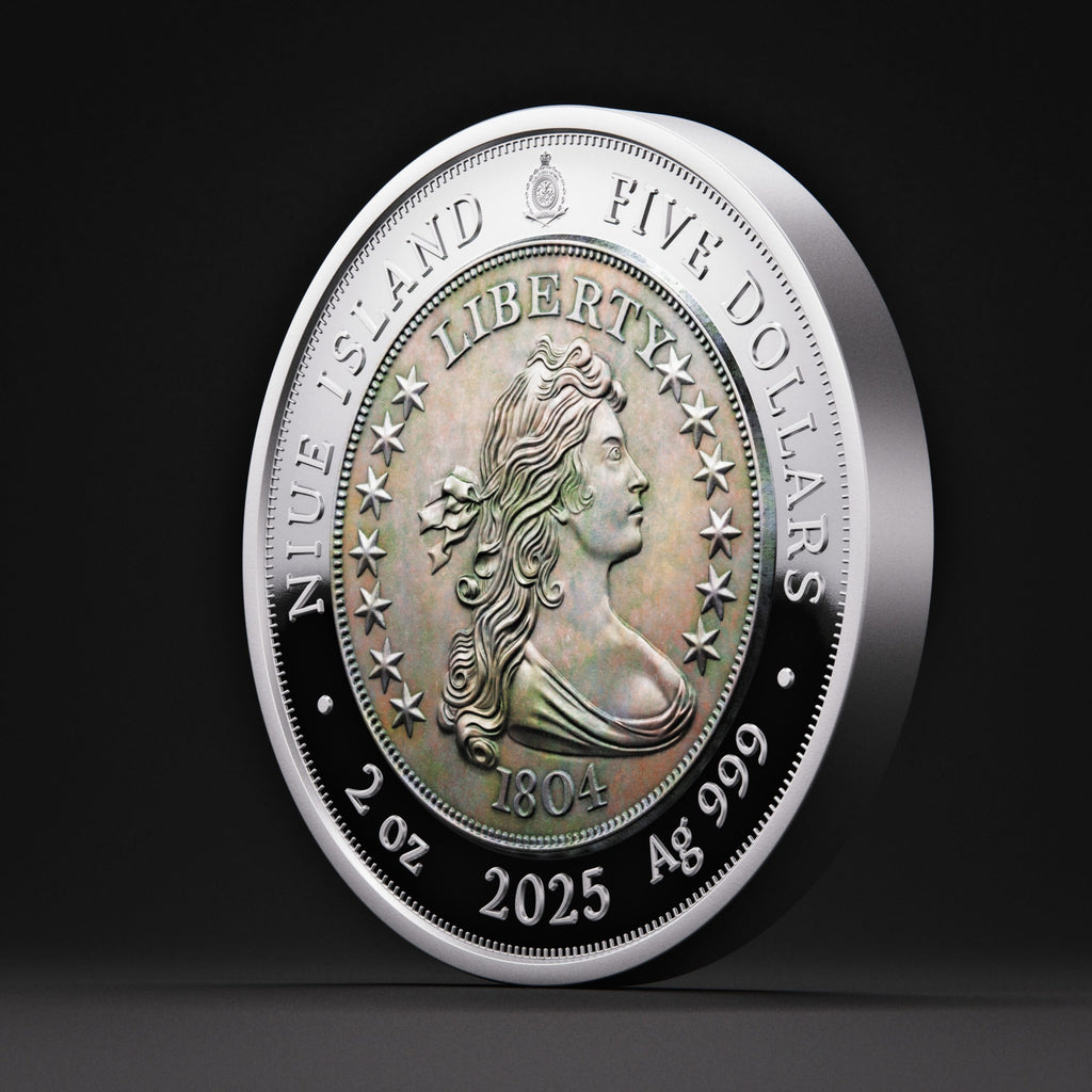 Niue $5 2025 Silver 999. 2oz AF: 1804 Draped bust GREATEST USA COINS
